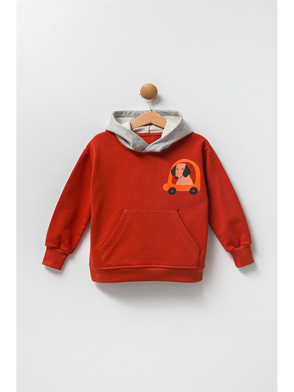 Pija Pija Kahverengi Baskılı Uzun Kollu Erkek Bebek Hoodie