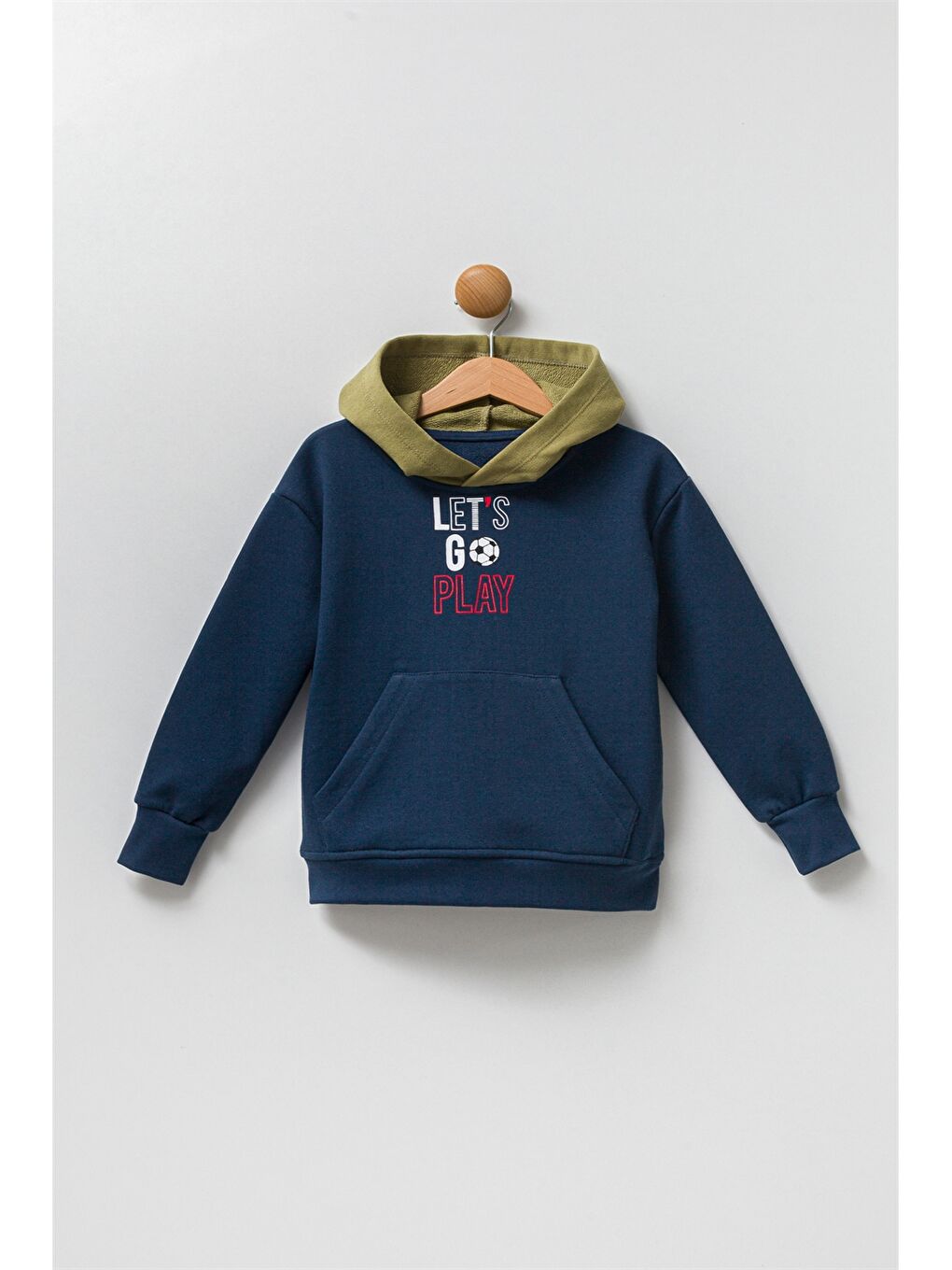 Lacivert Baskılı Uzun Kollu Erkek Bebek Hoodie