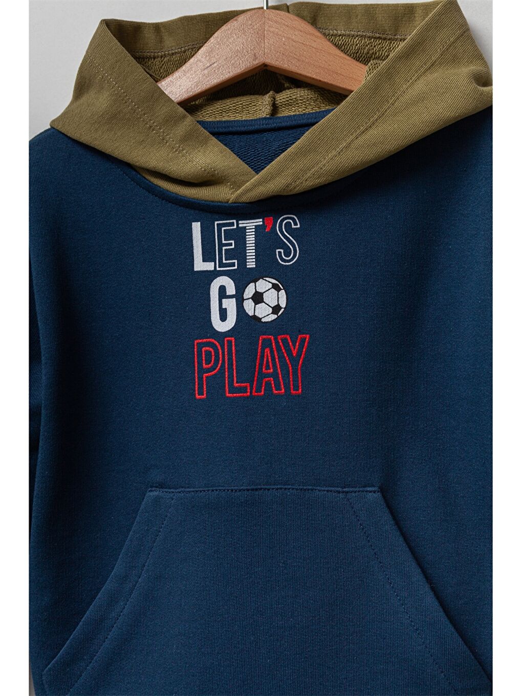 Lacivert Baskılı Uzun Kollu Erkek Bebek Hoodie-2