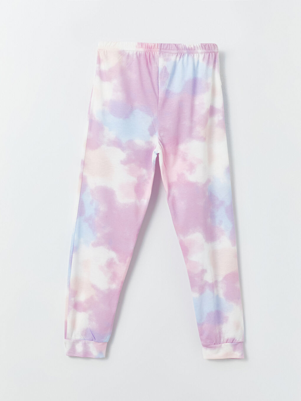 Ekru Bisiklet Yaka Baskılı Uzun Kollu Kız Çocuk Pijama Takımı-5