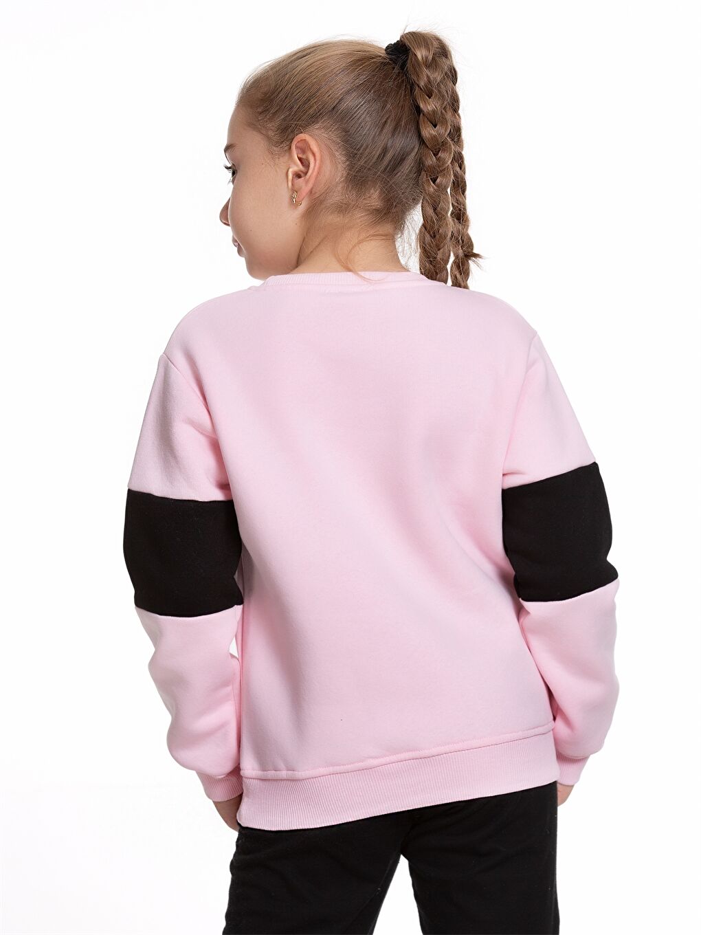 Myhanne Pembe Bisiklet Yaka Baskılı Uzun Kollu Kız Çocuk Sweatshirt - 4