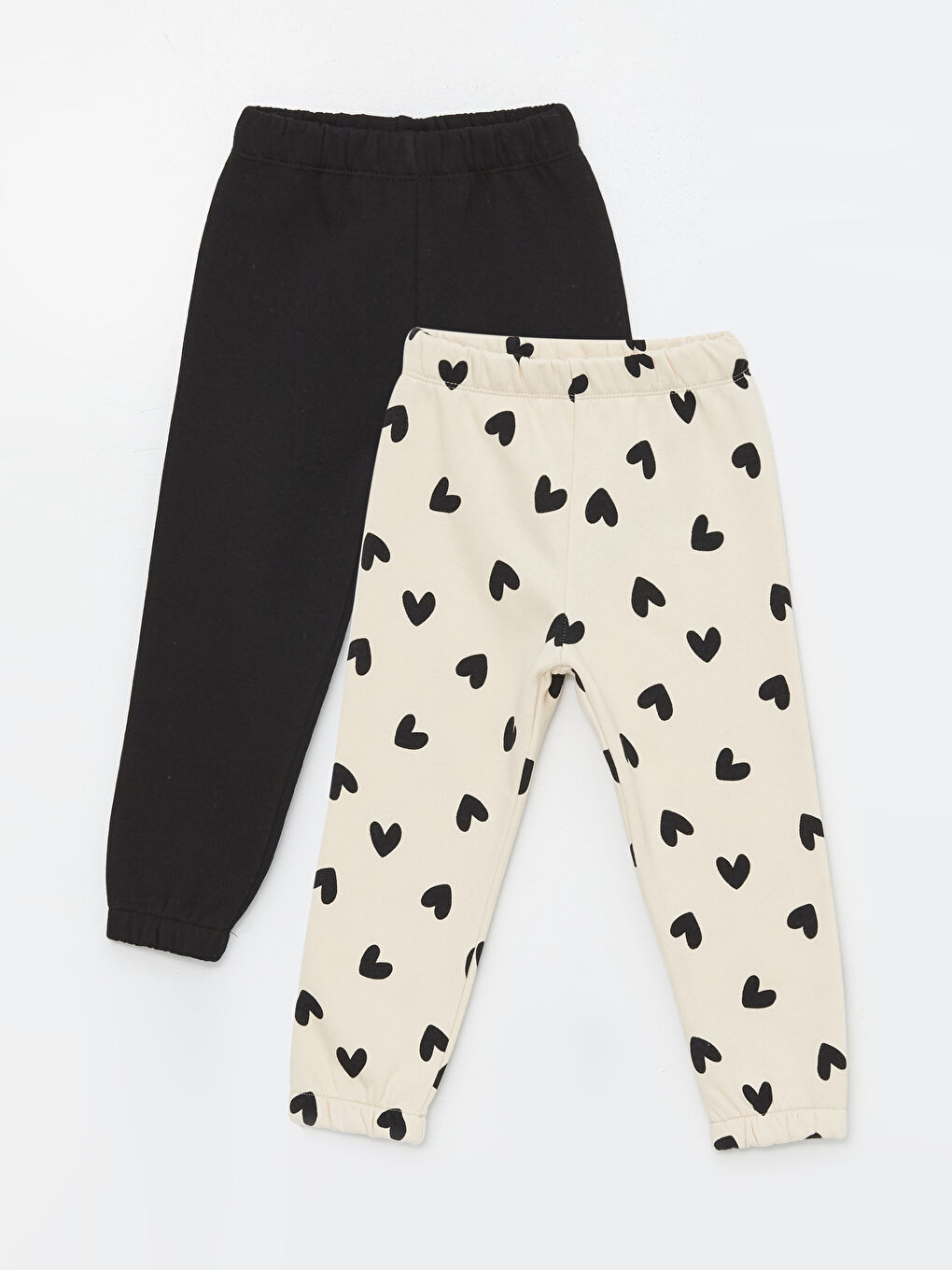 Ekru Beli Lastikli Baskılı Kız Bebek Eşofman Alt 2'li