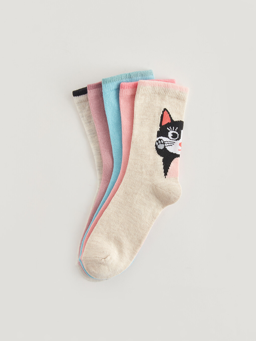 Patterned Girls' Ankle Socks 5 Pack-1