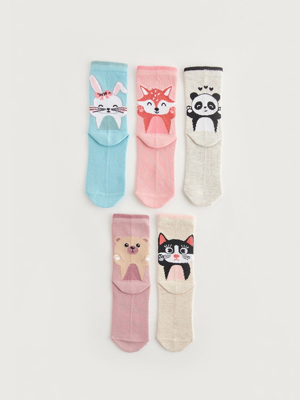 Patterned Girls' Ankle Socks 5 Pack-2