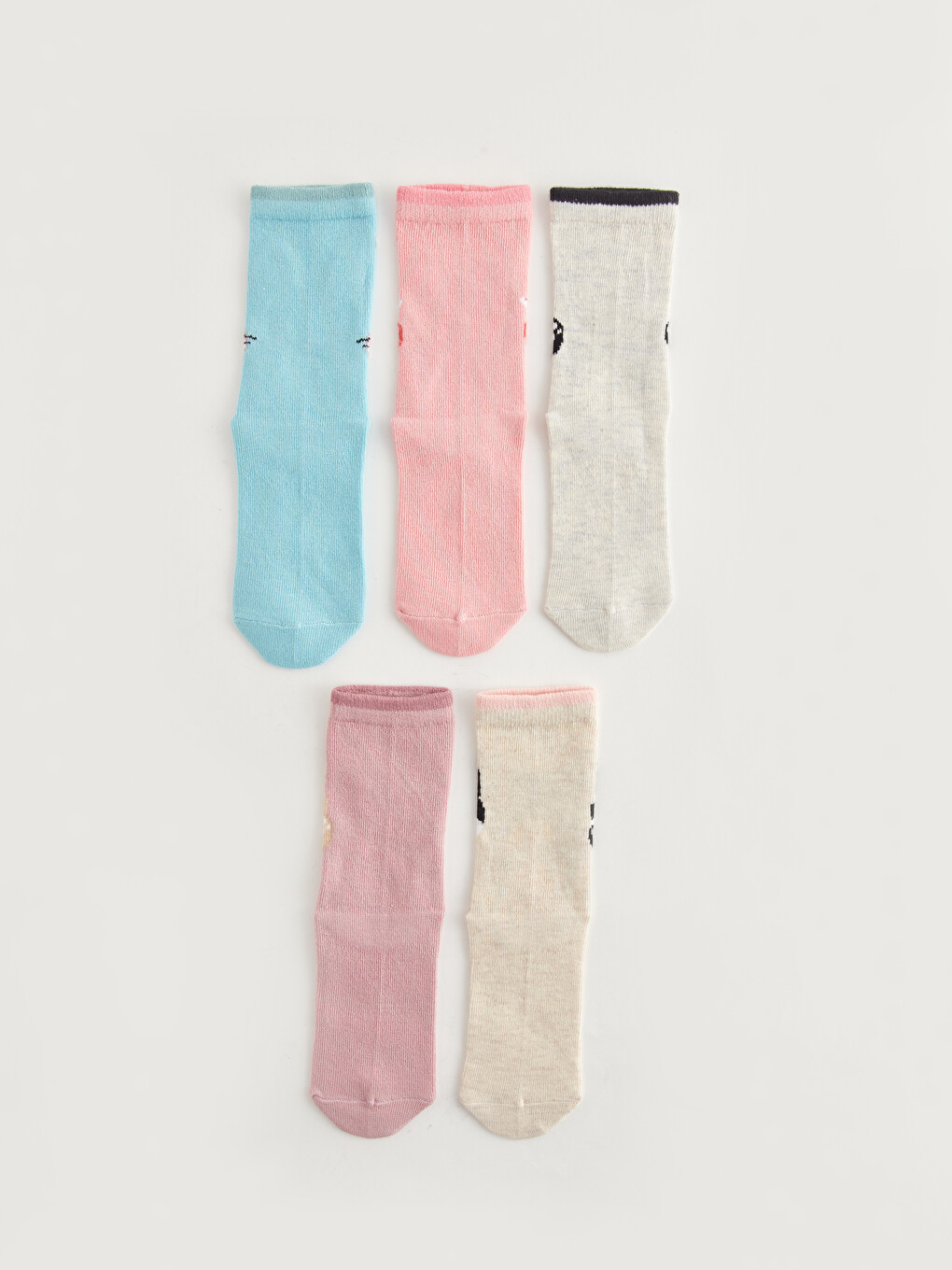 Patterned Girls' Ankle Socks 5 Pack-3