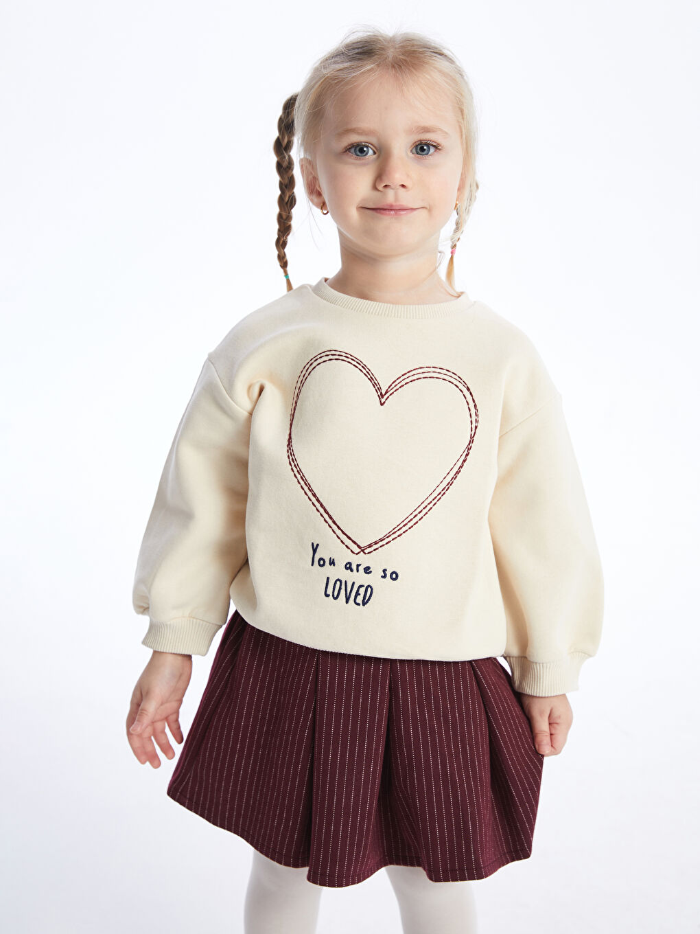 LCW baby Ten Rengi Bisiklet Yaka Baskılı Kız Bebek Sweatshirt