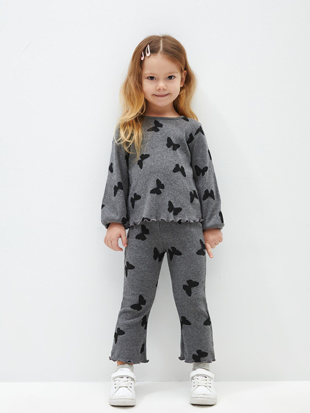 Костюм з круглим вирізом горловини, довгим рукавом для дівчаток, світшот і колготки, набір з 2 упаковок