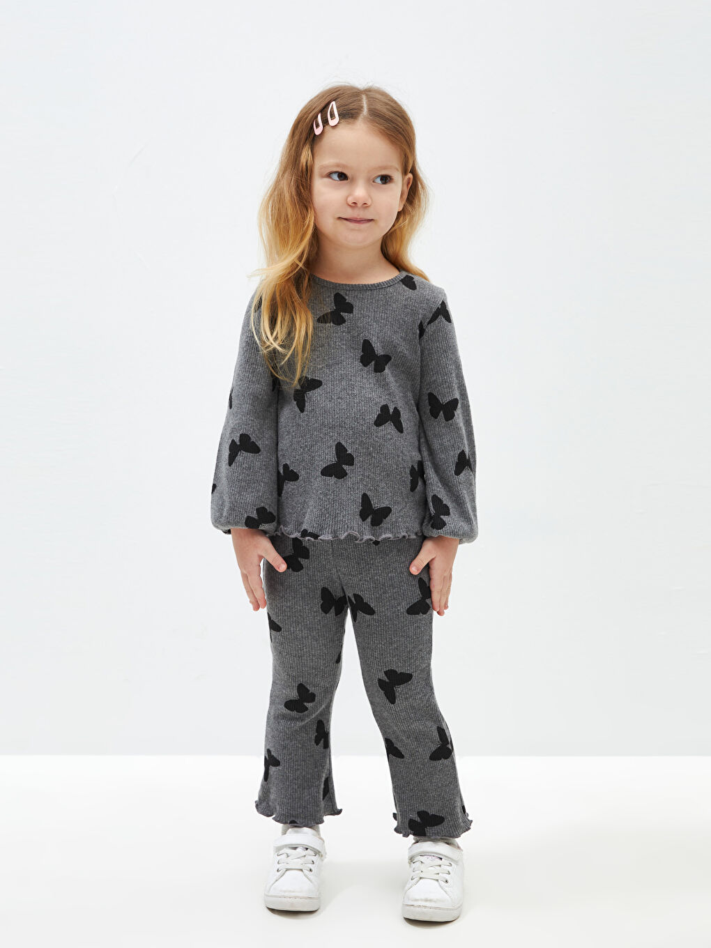 Костюм з круглим вирізом горловини, довгим рукавом для дівчаток, світшот і колготки, набір з 2 упаковок-1