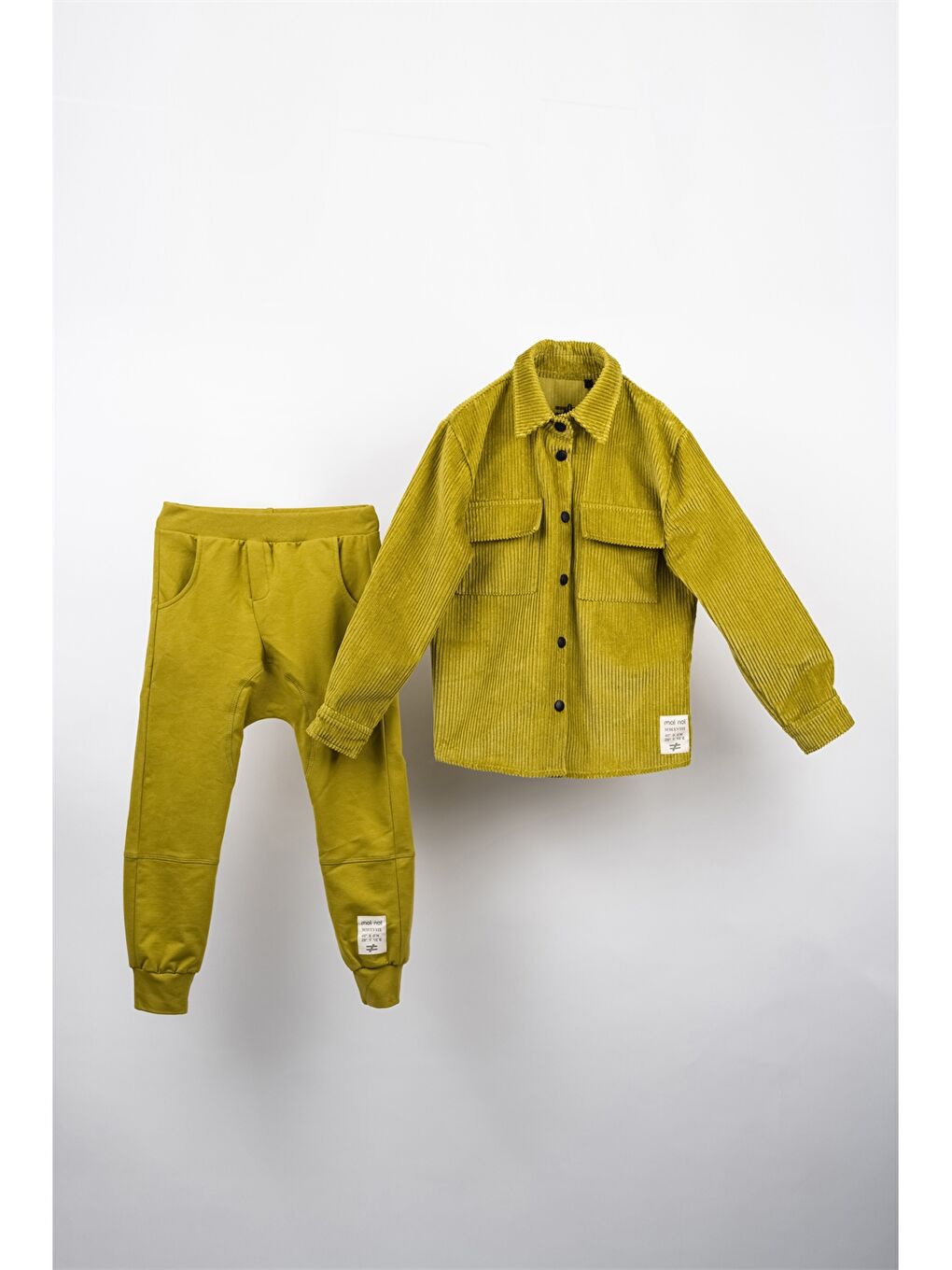 Sarı Gömlek Yaka Baskılı Uzun Kollu Erkek Çocuk 2'li Takım