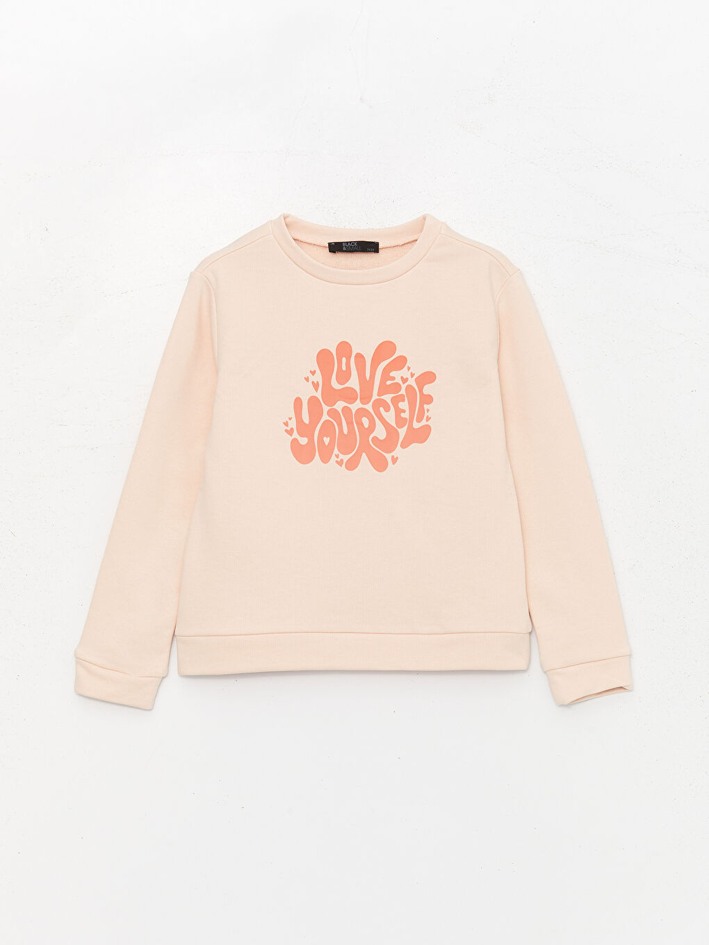 Pembe Bisiklet Yaka Baskılı Uzun Kollu Kız Çocuk Sweatshirt