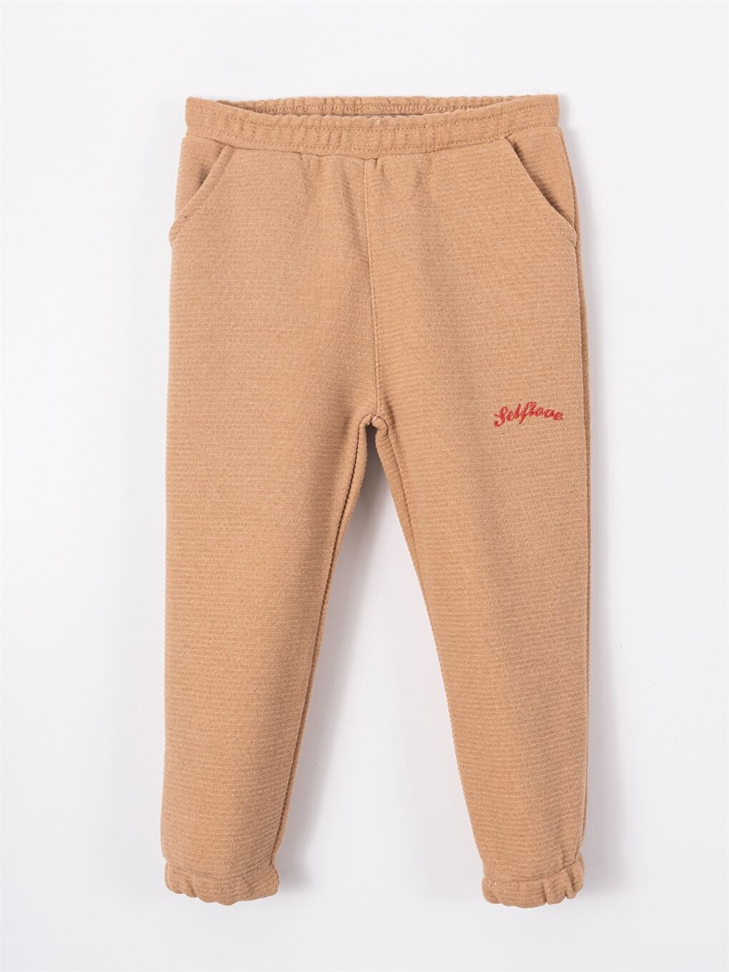 Bej Beli Lastikli Baskılı Kız Bebek Eşofman Altı