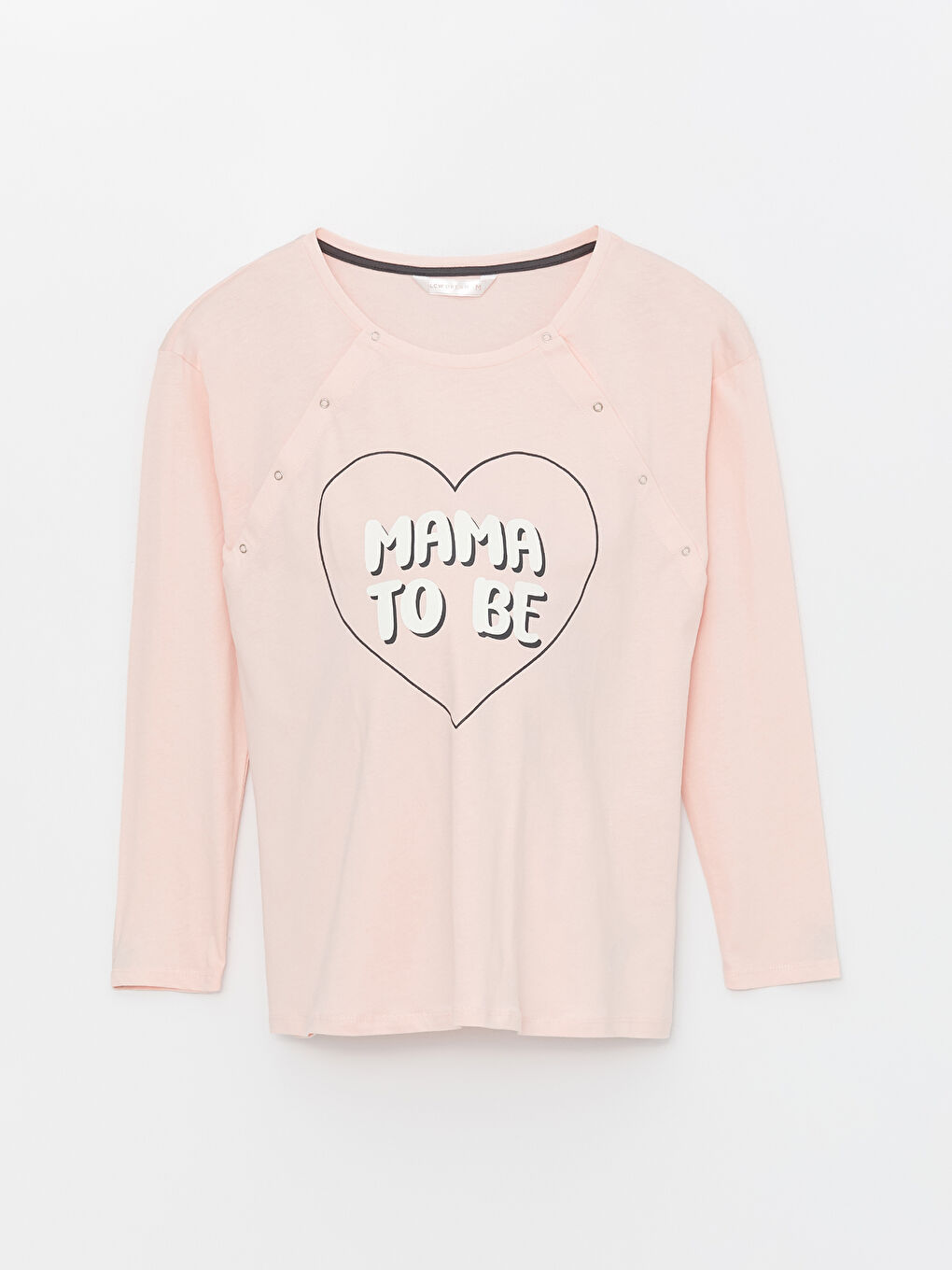 Pembe Bisiklet Yaka Baskılı Hamile Pijama Üst