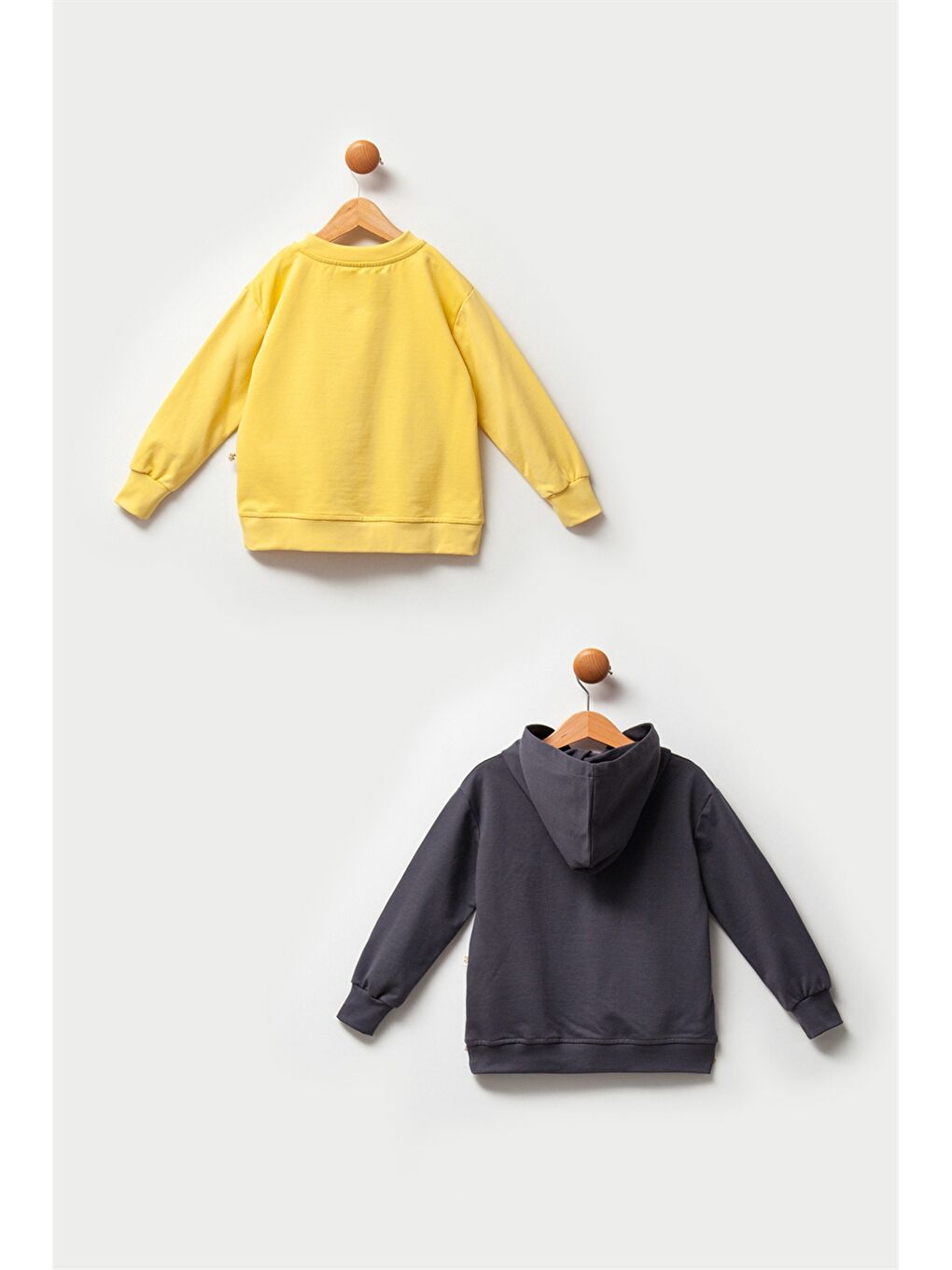 Sarı Uzun Kollu Baskılı Erkek Bebek Sweatshirt 2'li-1