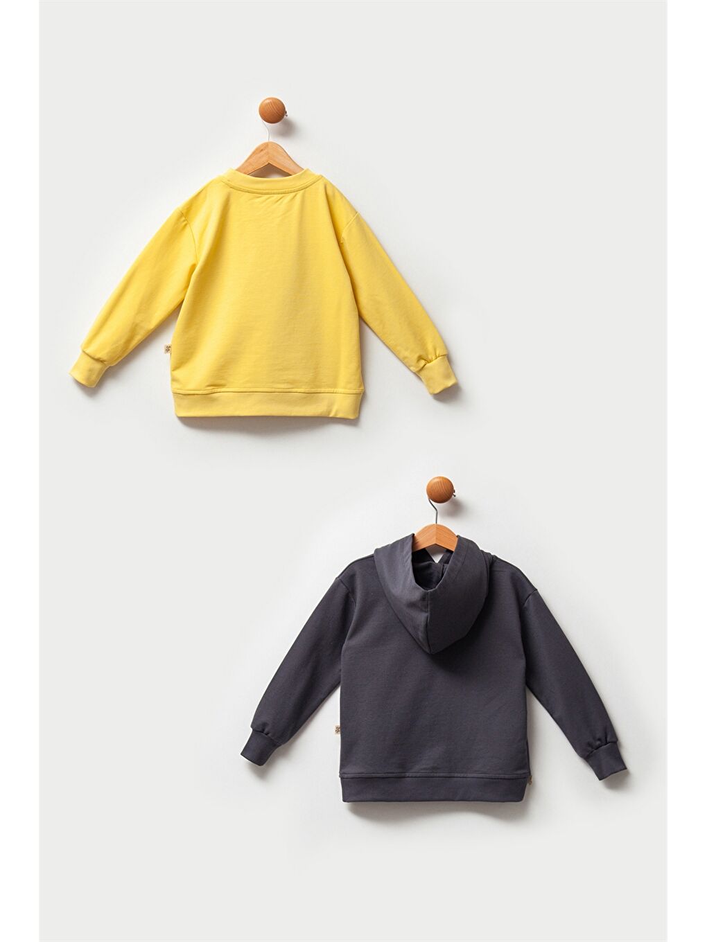 Sarı Uzun Kollu Baskılı Erkek Bebek Sweatshirt 2'li-1