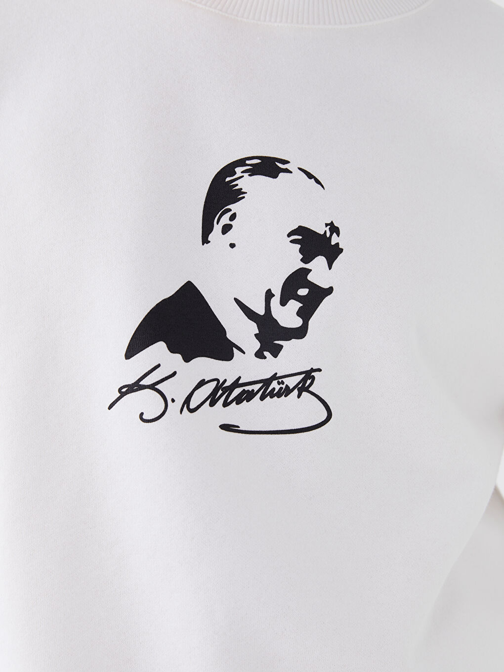 XSIDE Ekru Bisiklet Yaka Uzun Kollu Atatürk Baskılı Erkek Sweatshirt - 3