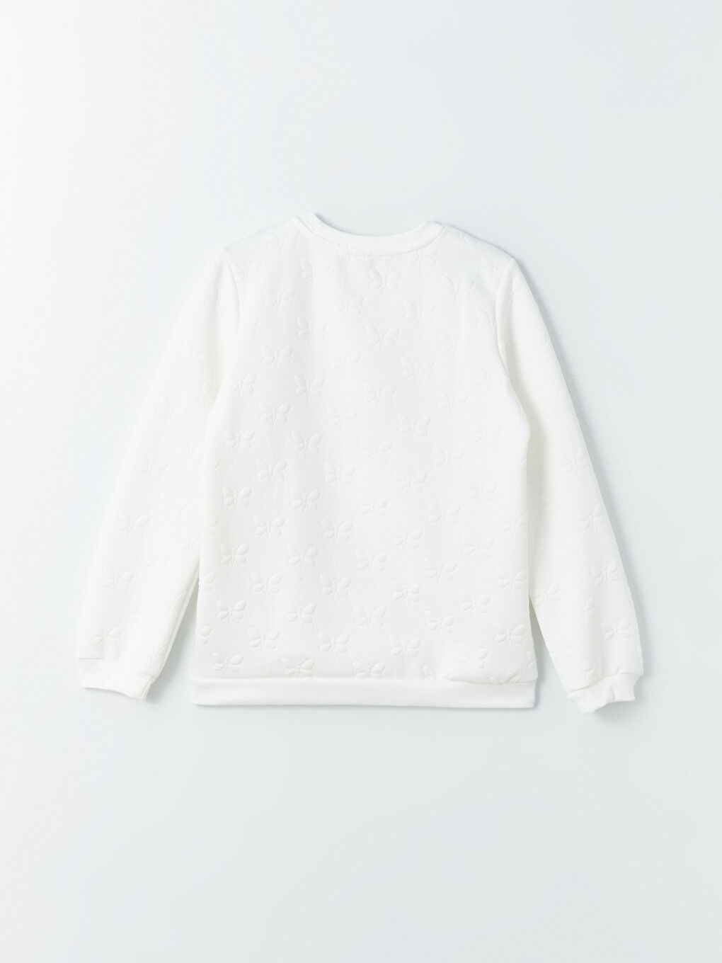 Beyaz Bisiklet Yaka Baskılı Uzun Kollu Kız Çocuk Sweatshirt-4