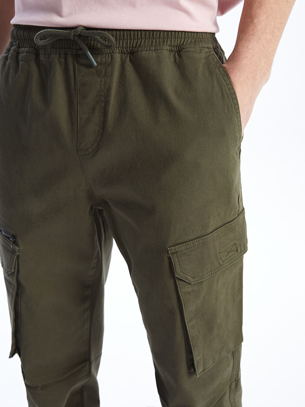 Haki Standart Kalıp Erkek Kargo Pantolon-3