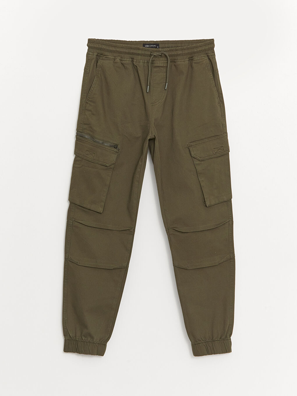 Haki Standart Kalıp Erkek Kargo Pantolon-5