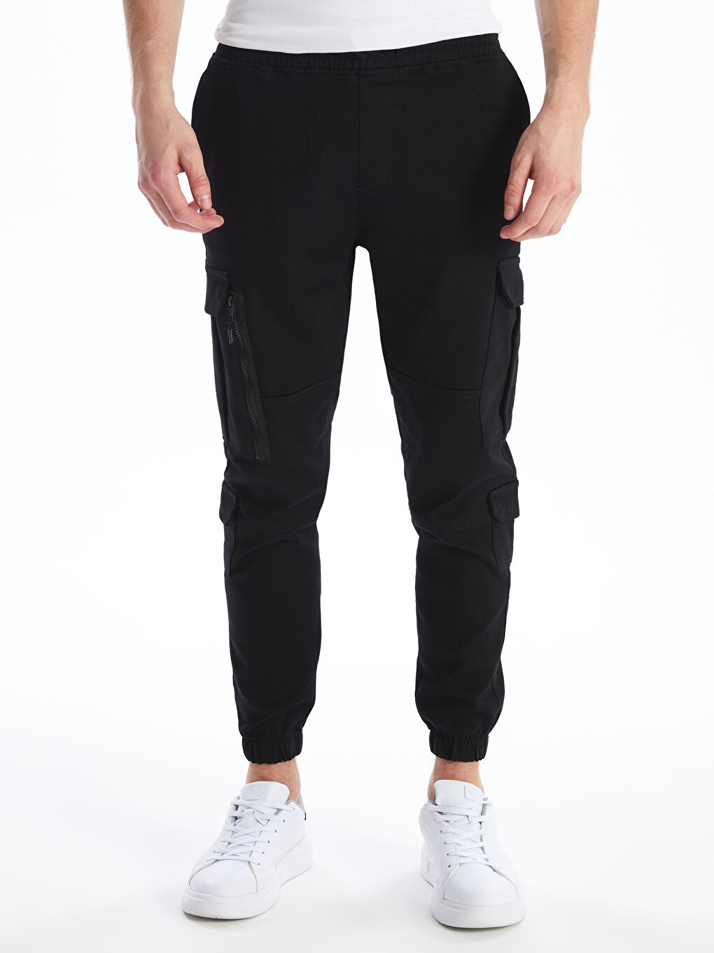 Siyah Slim Fit Erkek Kargo Pantolon-2