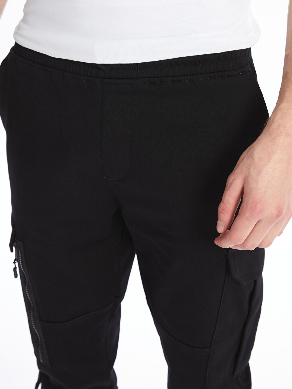 Siyah Slim Fit Erkek Kargo Pantolon-3
