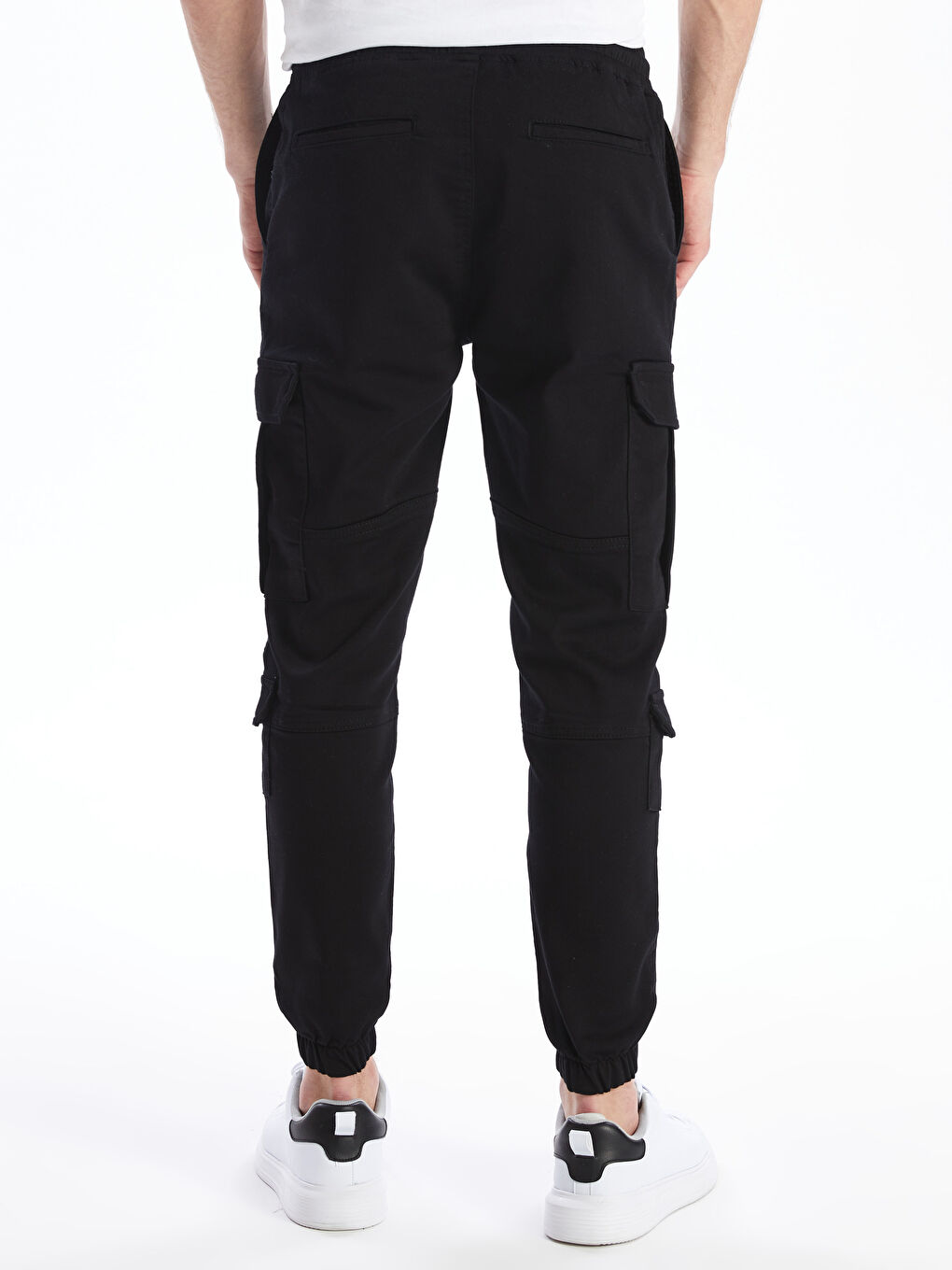 Siyah Slim Fit Erkek Kargo Pantolon-4