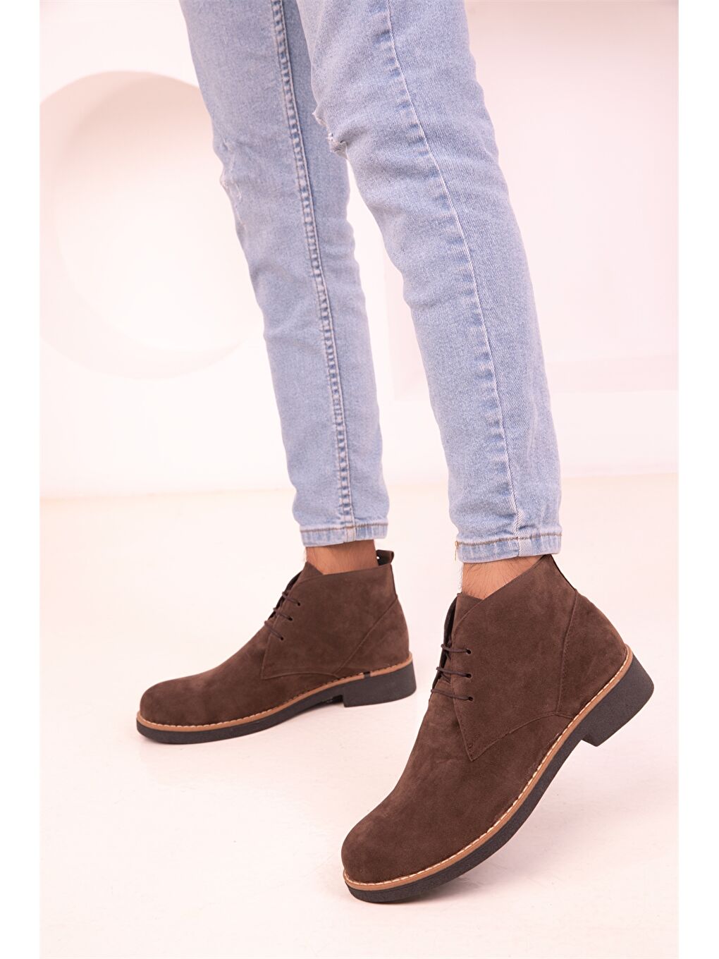 Kahverengi Süet Görünümlü Bağcıklı Erkek Bot