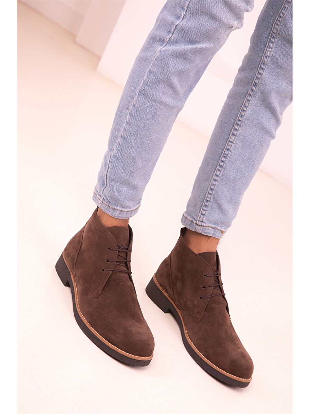 Kahverengi Süet Görünümlü Bağcıklı Erkek Bot-2