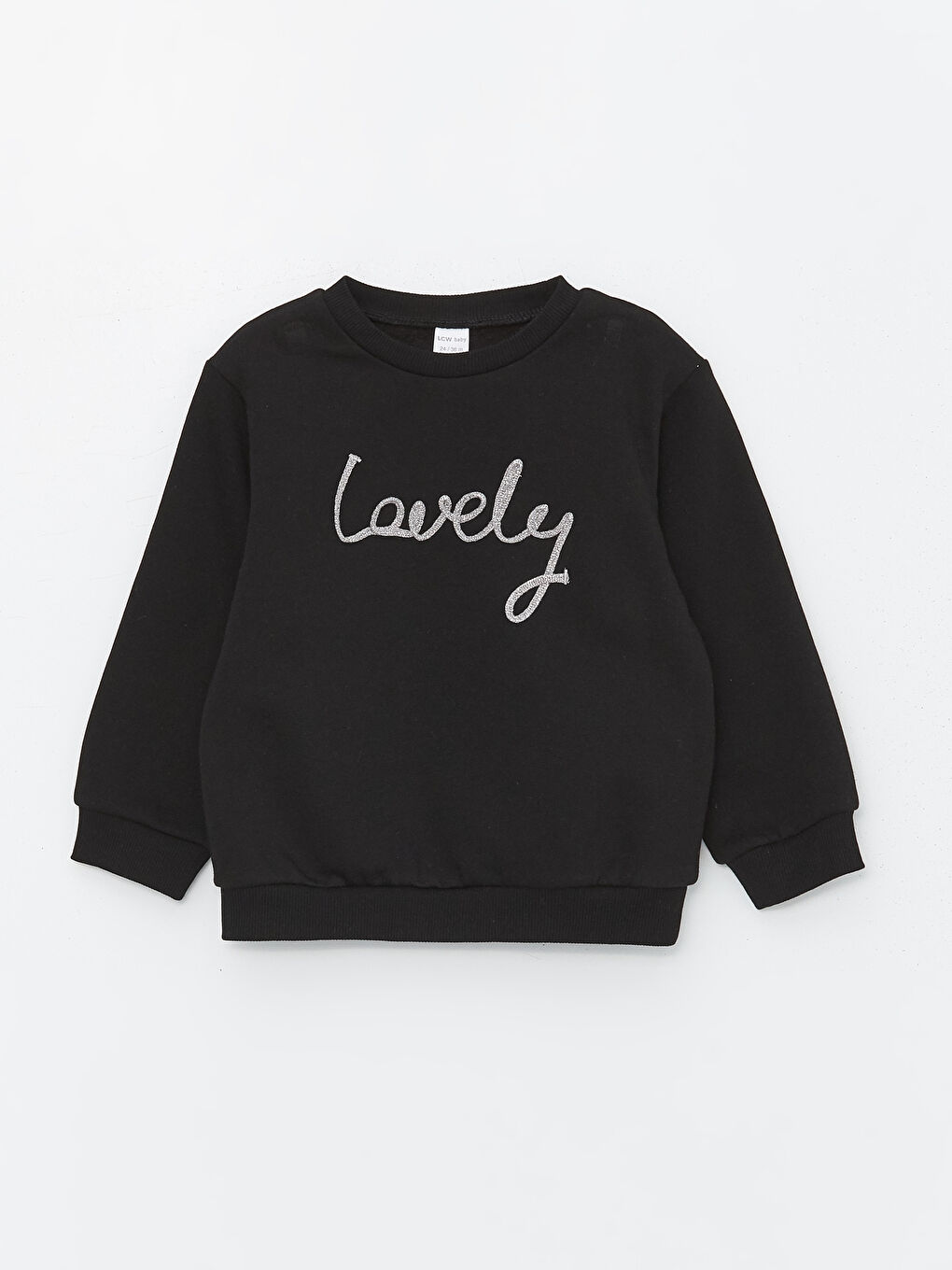 LCW baby Yeni Siyah Bisiklet Yaka Uzun Kollu Baskılı Kız Bebek Sweatshirt 2'li - 3