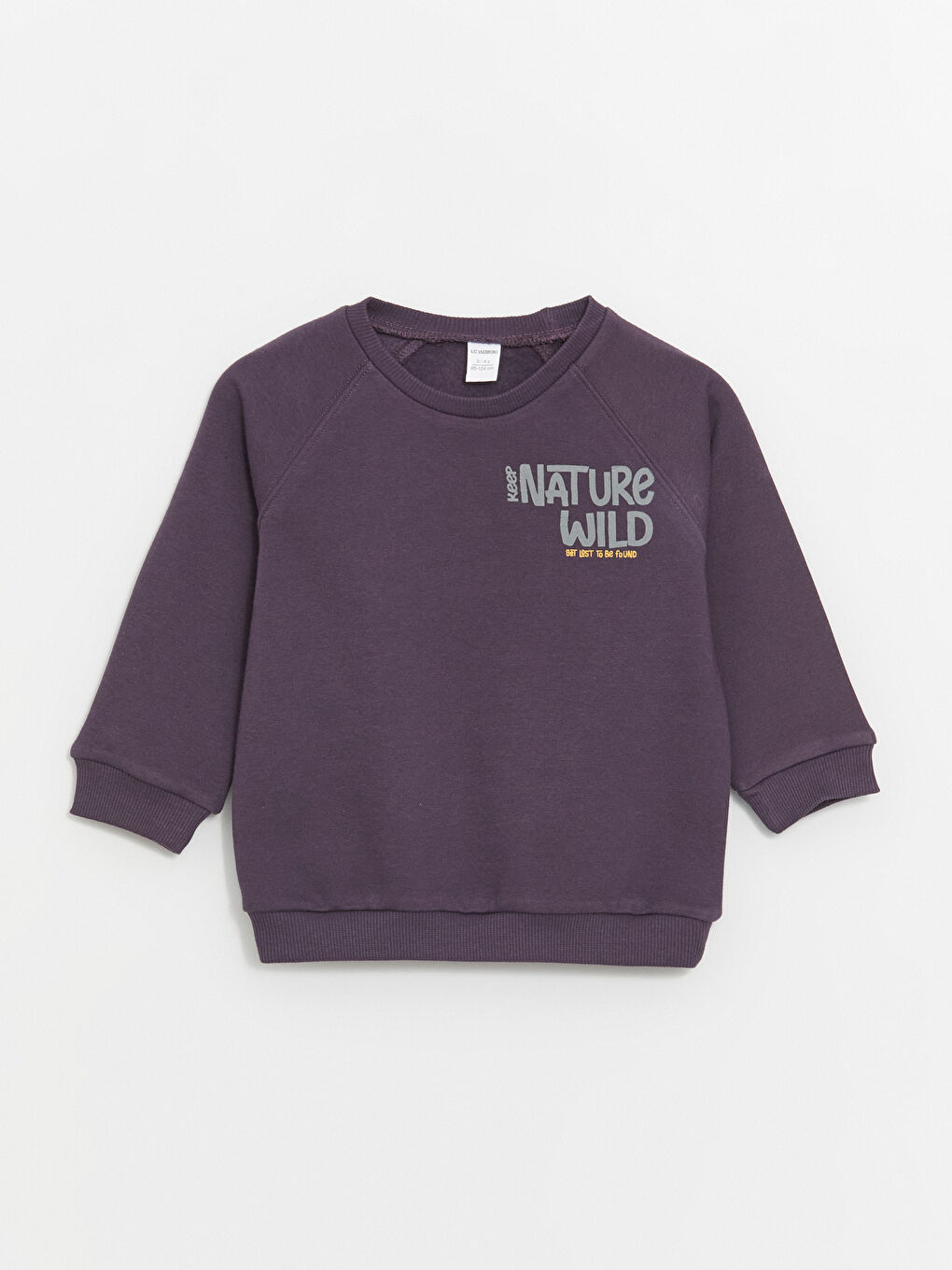 LCW baby Koyu Mor Bisiklet Yaka Uzun Kollu Baskılı Erkek Bebek Sweatshirt