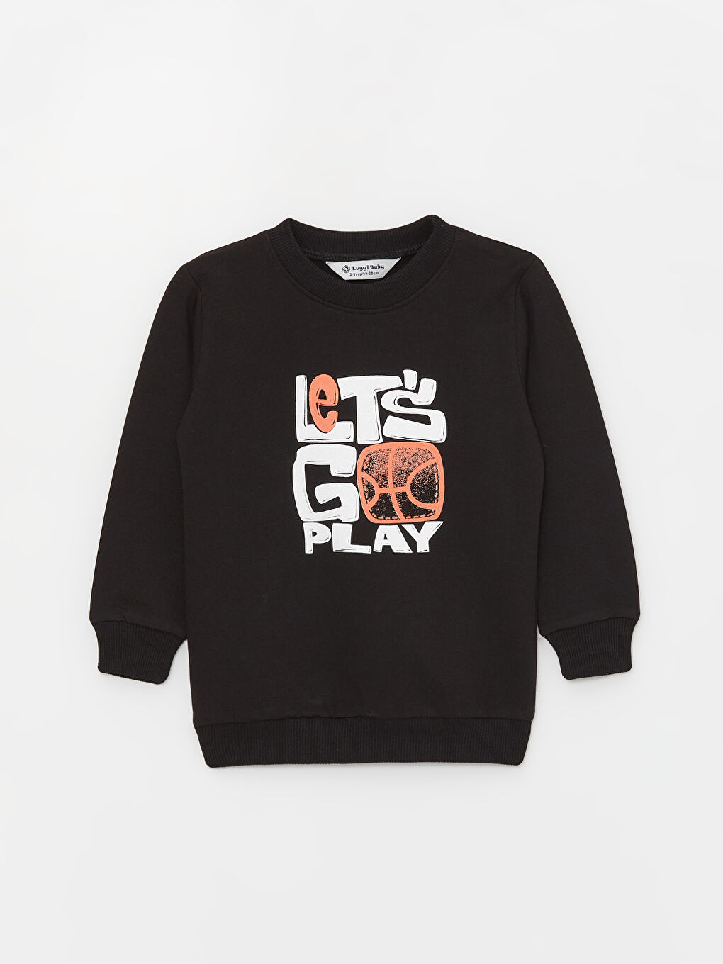 LUGGİ BABY Siyah Bisiklet Yaka Baskılı Erkek Bebek Sweatshirt