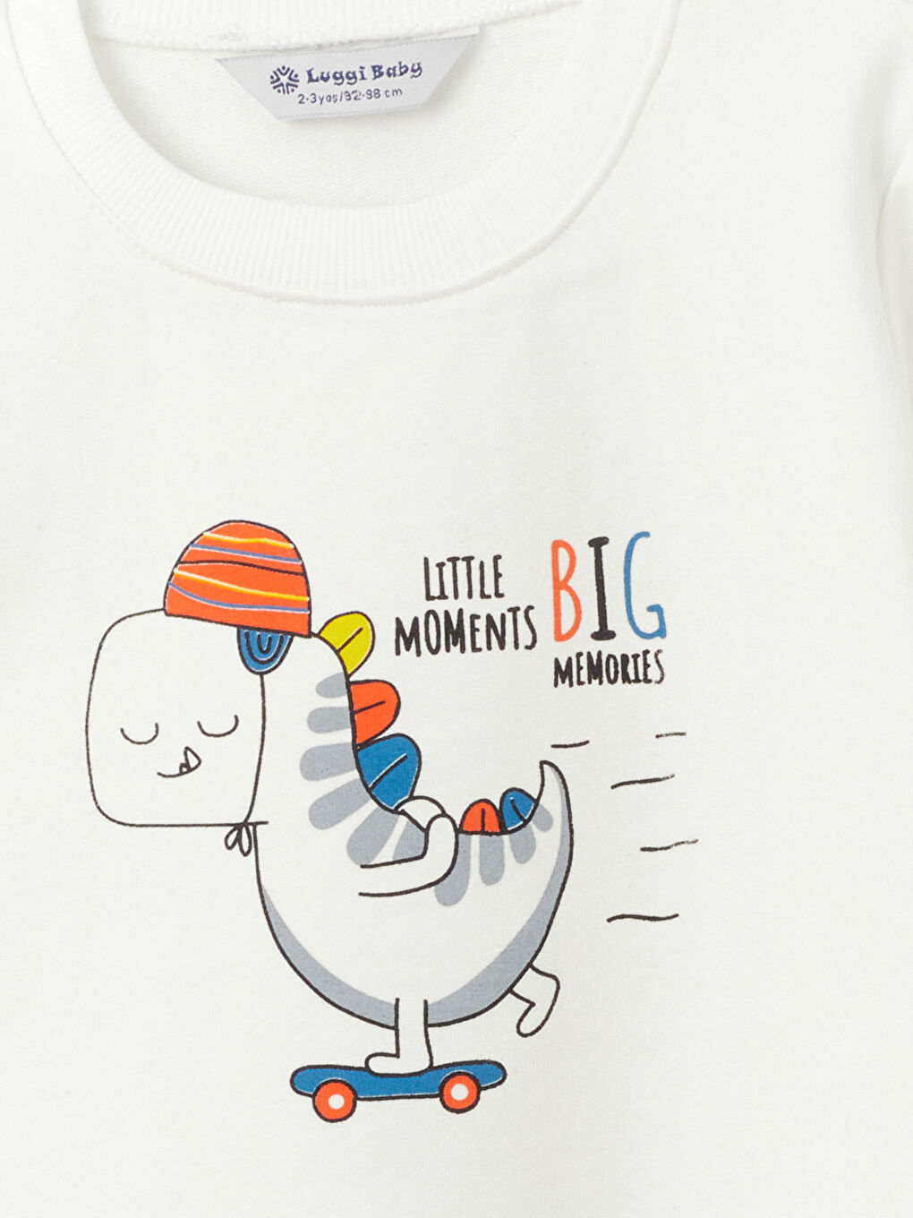 LUGGİ BABY Ekru Bisiklet Yaka Baskılı Erkek Bebek Sweatshirt - 1