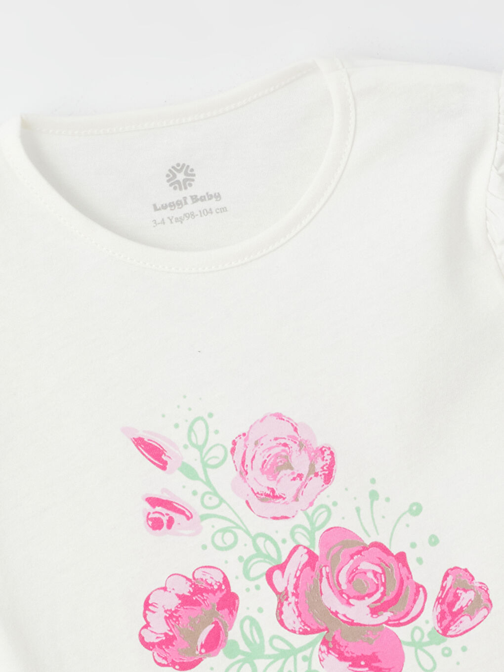 Ekru Bisiklet Yaka Uzun Kollu Kız Bebek Tişört ve Tayt 2'li Takım-2