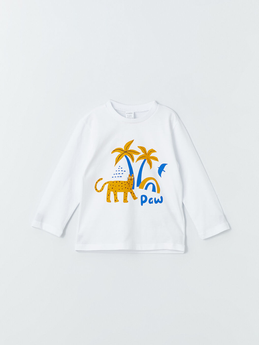 Beyaz Bisiklet Yaka Uzun Kollu Baskılı Erkek Bebek Tişört-2