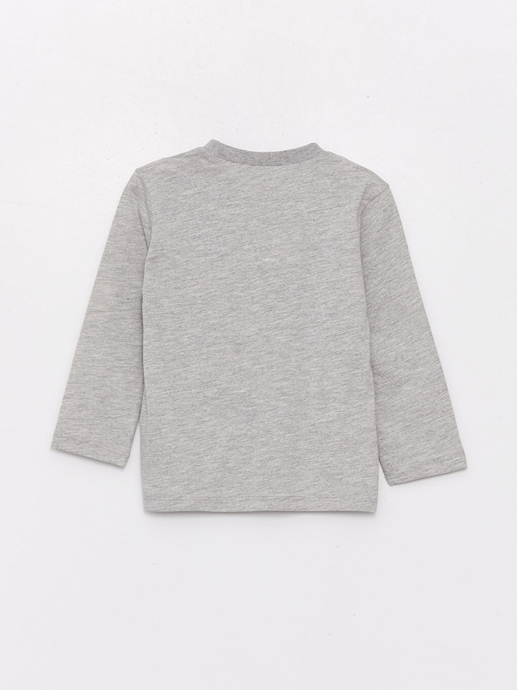 Gri Bisiklet Yaka Baskılı Uzun Kollu Erkek Bebek Tişört-3