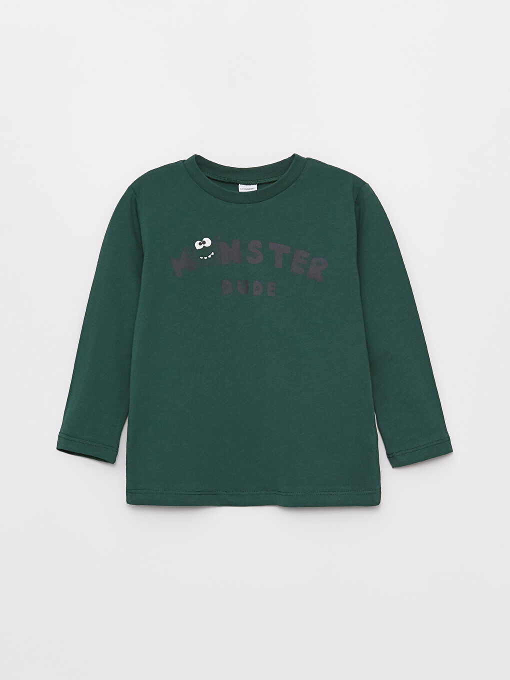 Yeşil Bisiklet Yaka Baskılı Uzun Kollu Erkek Bebek Tişört-3