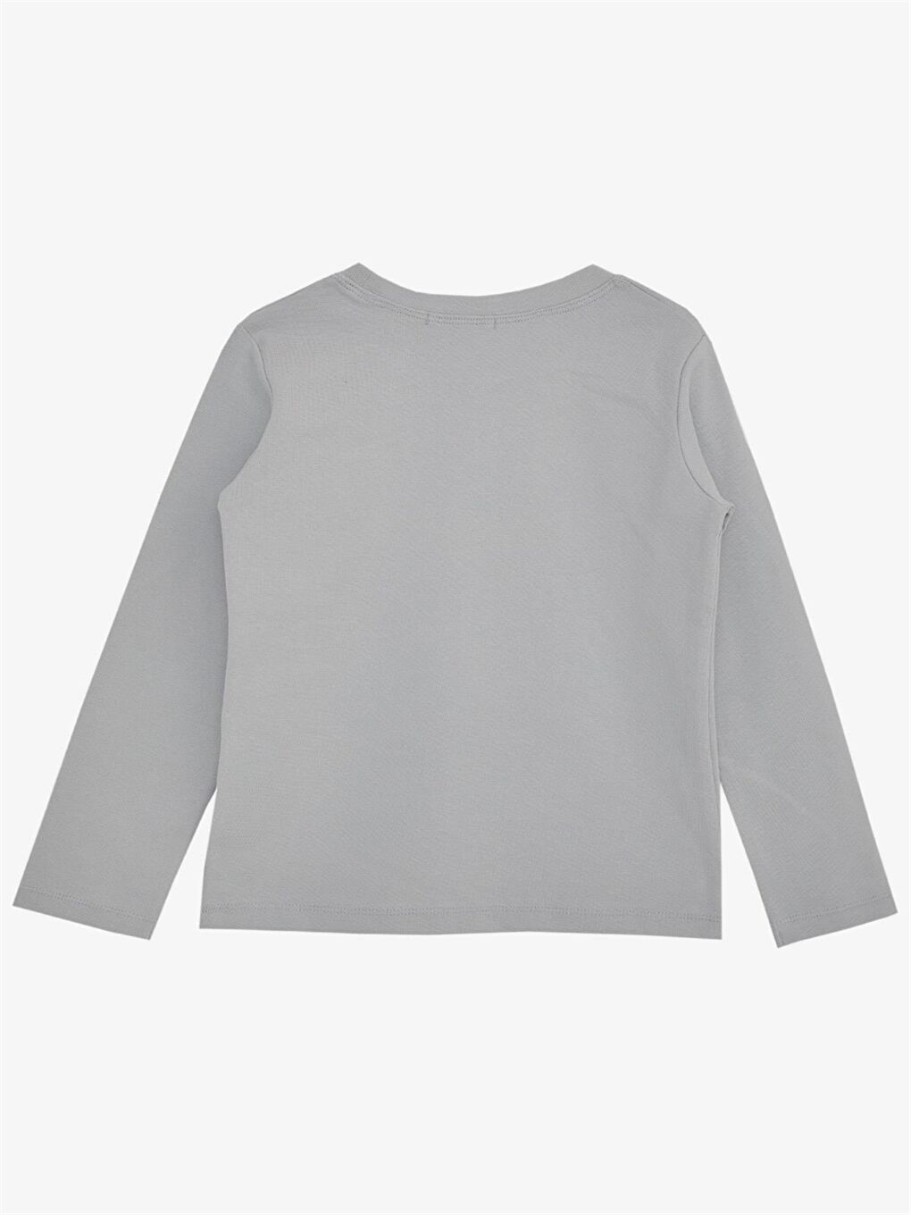 Gri Bisiklet Yaka Uzun Kollu Erkek Çocuk Sweatshirt-1