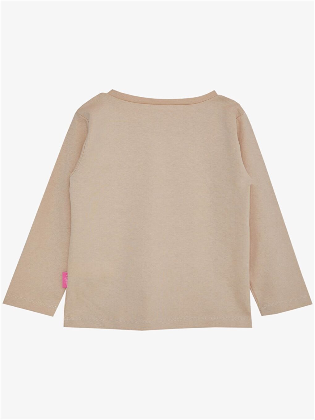Bej Bisiklet Yaka Uzun Kollu Kız Bebek Tişört-1