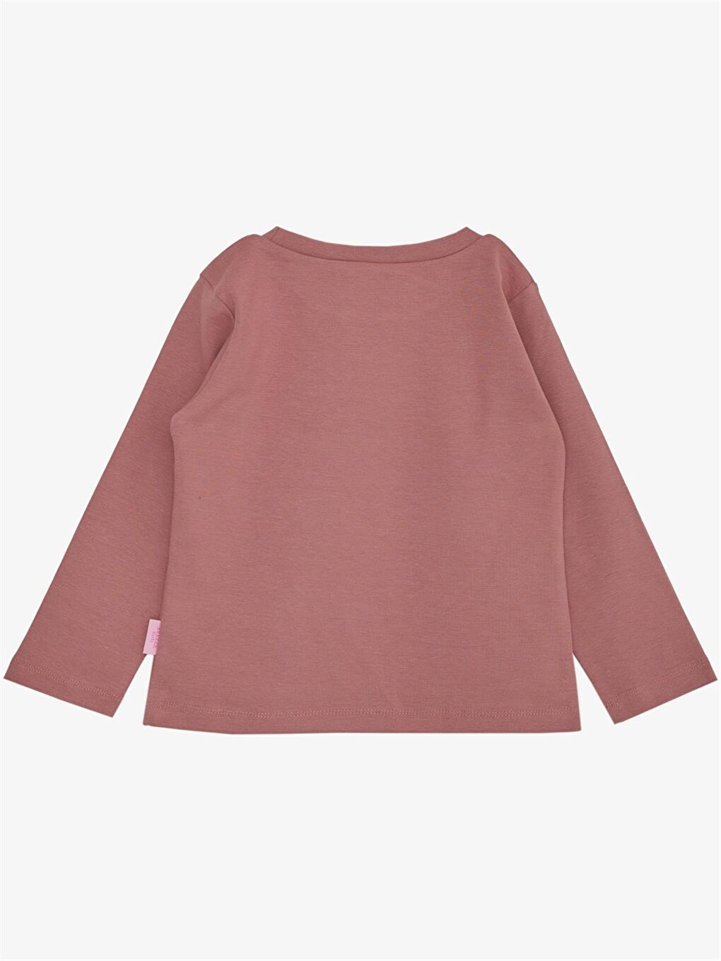 Pembe Bisiklet Yaka Uzun Kollu Kız Bebek Tişört-1