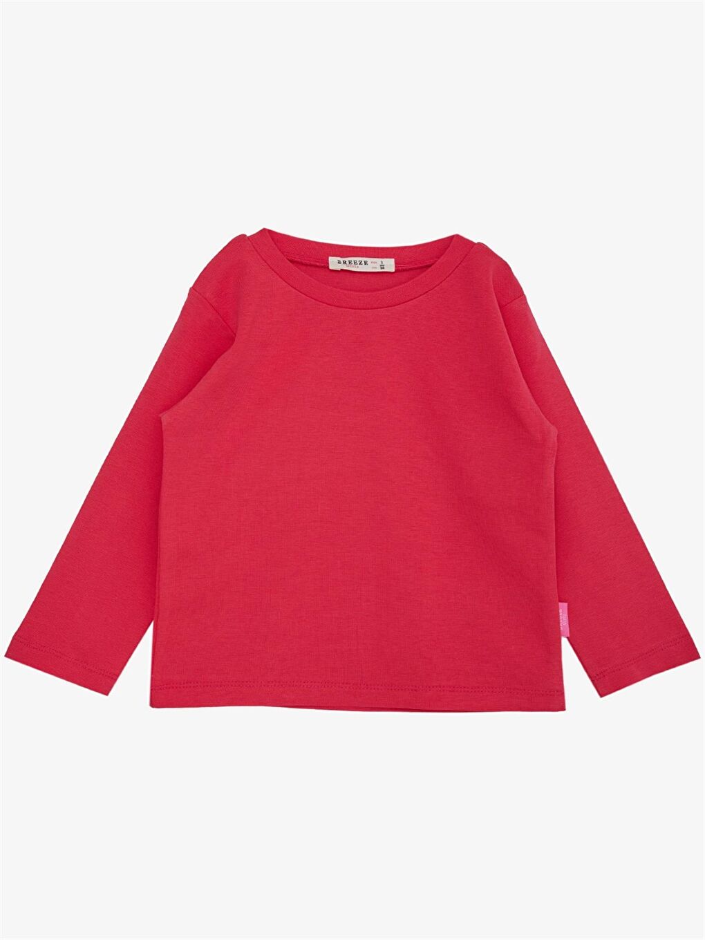 Fuşya Bisiklet Yaka Uzun Kollu Kız Bebek Tişört