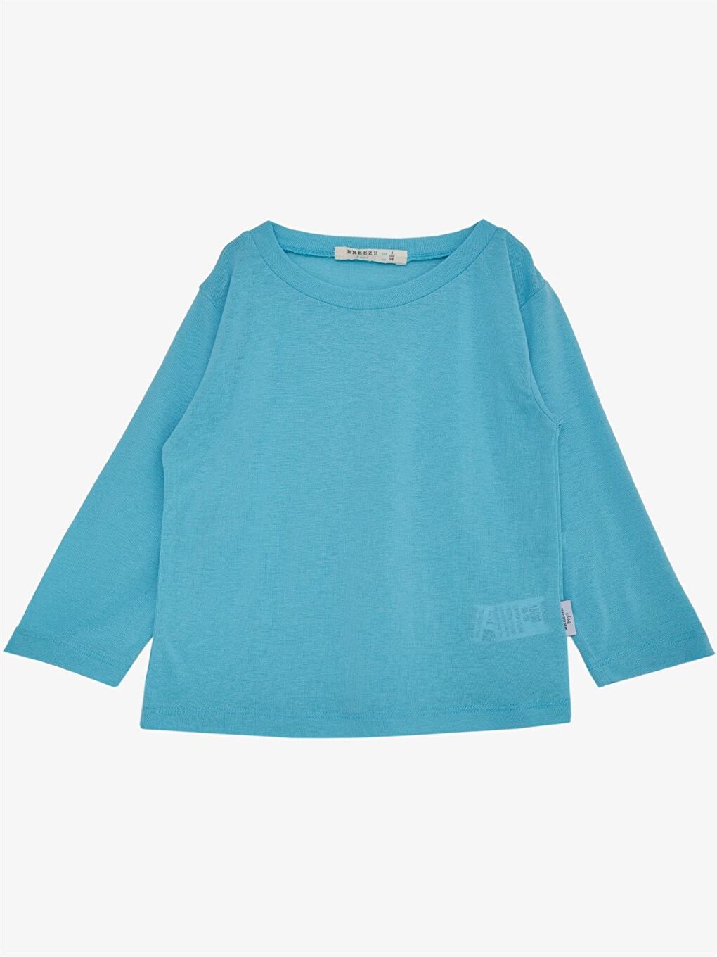 Turkuaz Bisiklet Yaka Uzun Kollu Erkek Bebek Tişört