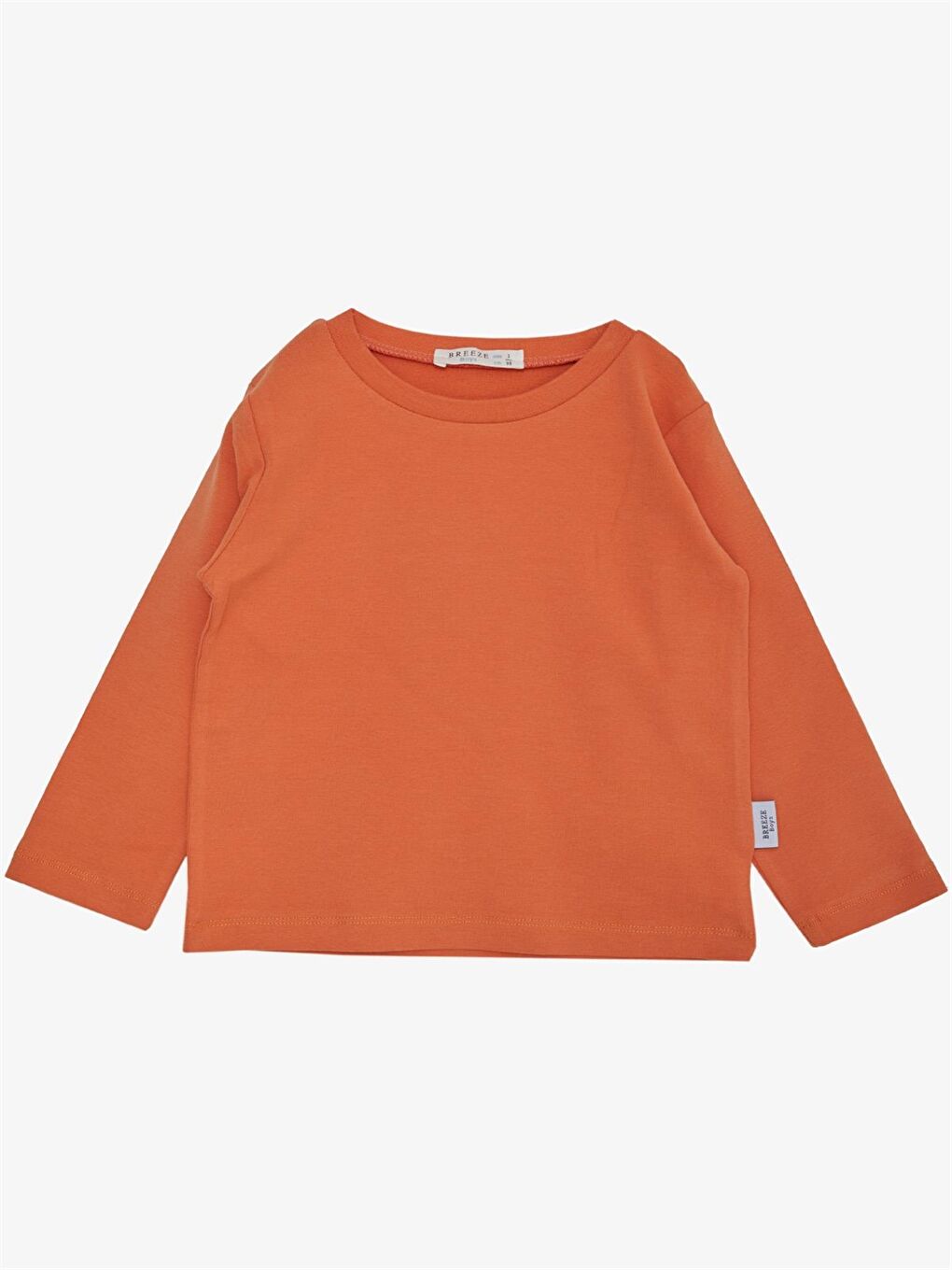 Turuncu Bisiklet Yaka Uzun Kollu Erkek Bebek Tişört