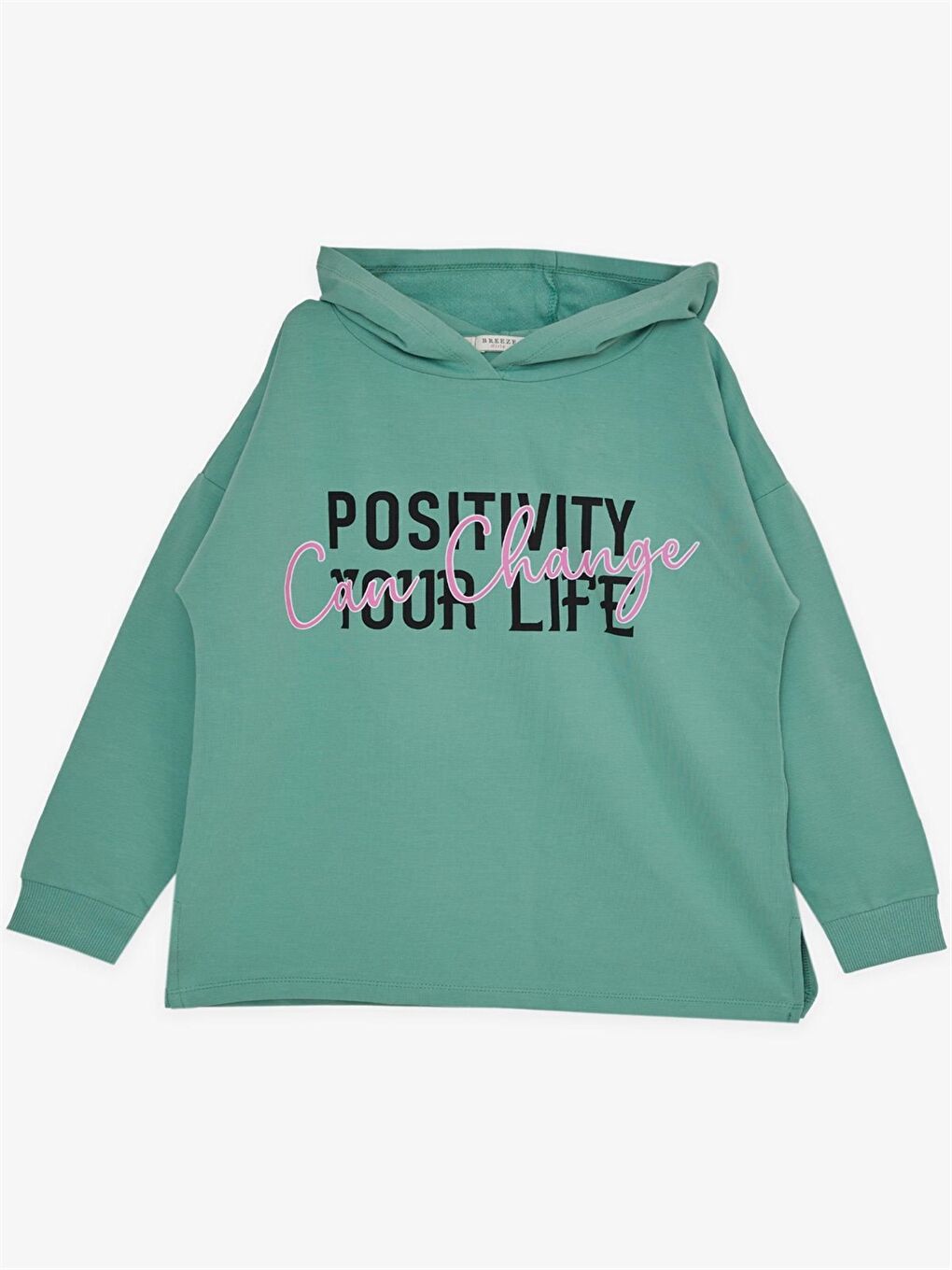 Yeşil Baskılı Uzun Kollu Kız Çocuk Hoodie ve Eşofman Altı-2