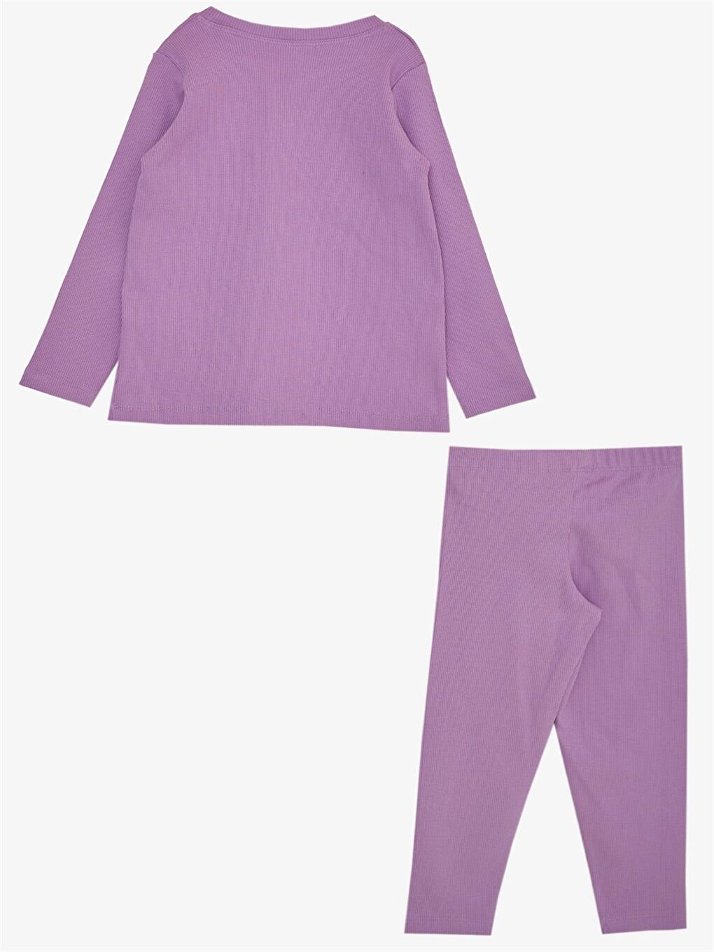 Lila Bisiklet Yaka Uzun Kollu Kız Bebek Takım 2'li-1