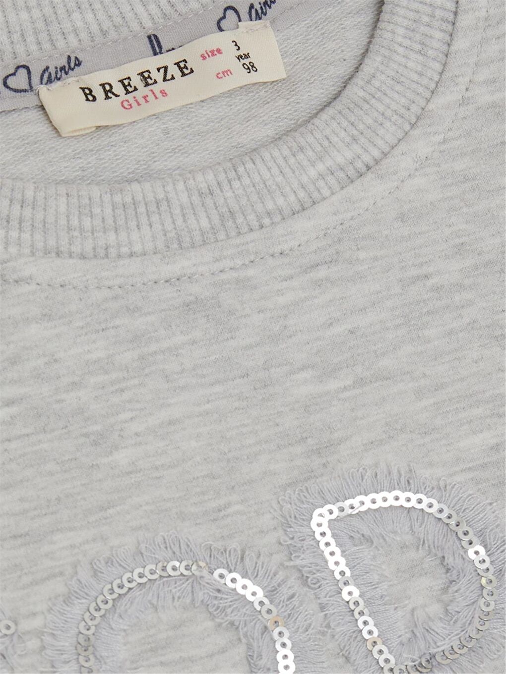 Gri Bisiklet Yaka Uzun Kollu Kız Çocuk Sweatshirt-2