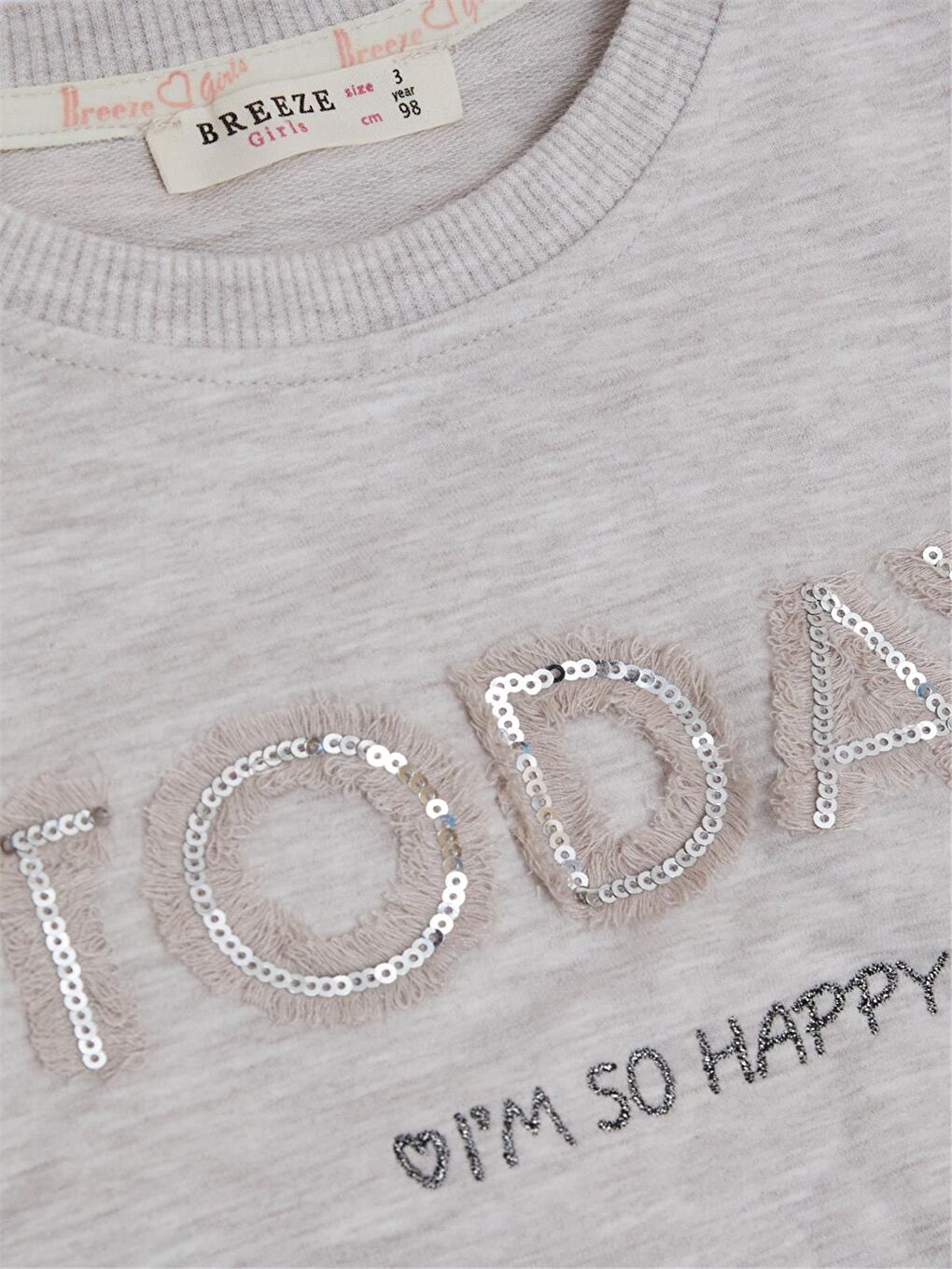 Bej Bisiklet Yaka Uzun Kollu Kız Çocuk Sweatshirt-2