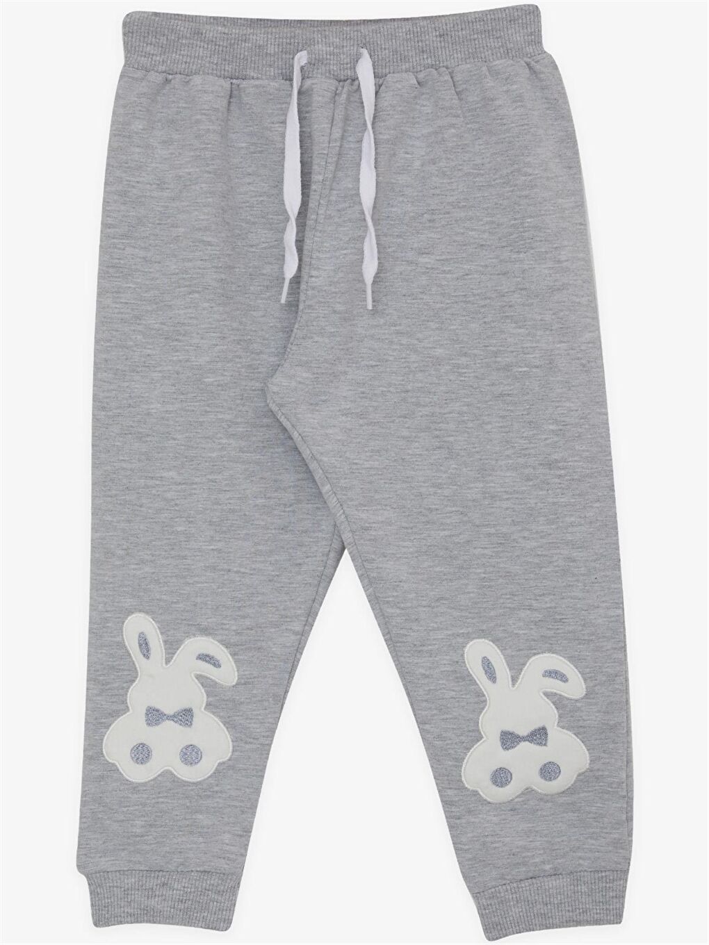 Gri Beli Lastikli Baskılı Kız Bebek Eşofman Alt