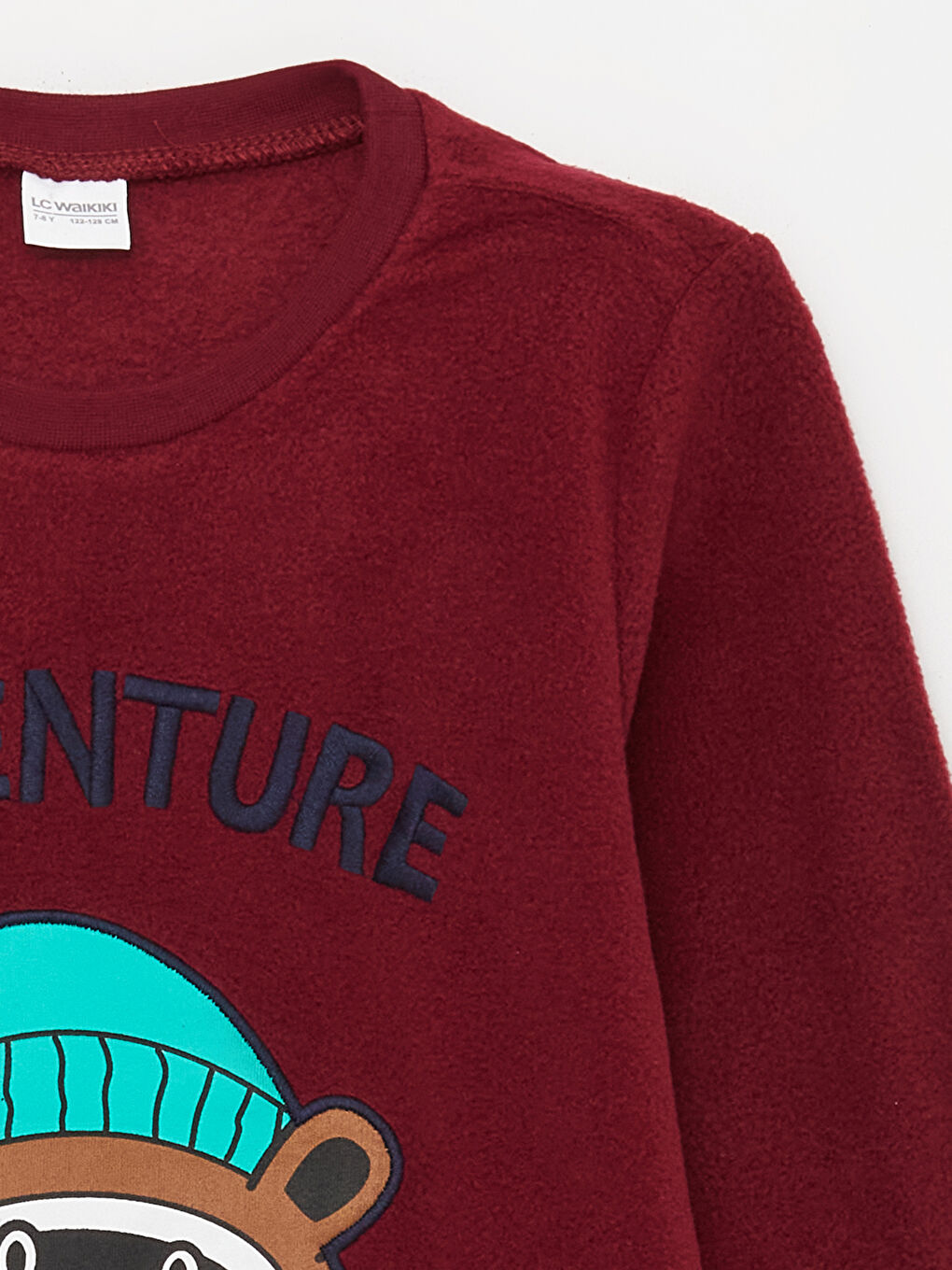 Mürdüm Bisiklet Yaka Nakışlı Uzun Kollu Polar Erkek Çocuk Pijama Takımı-2