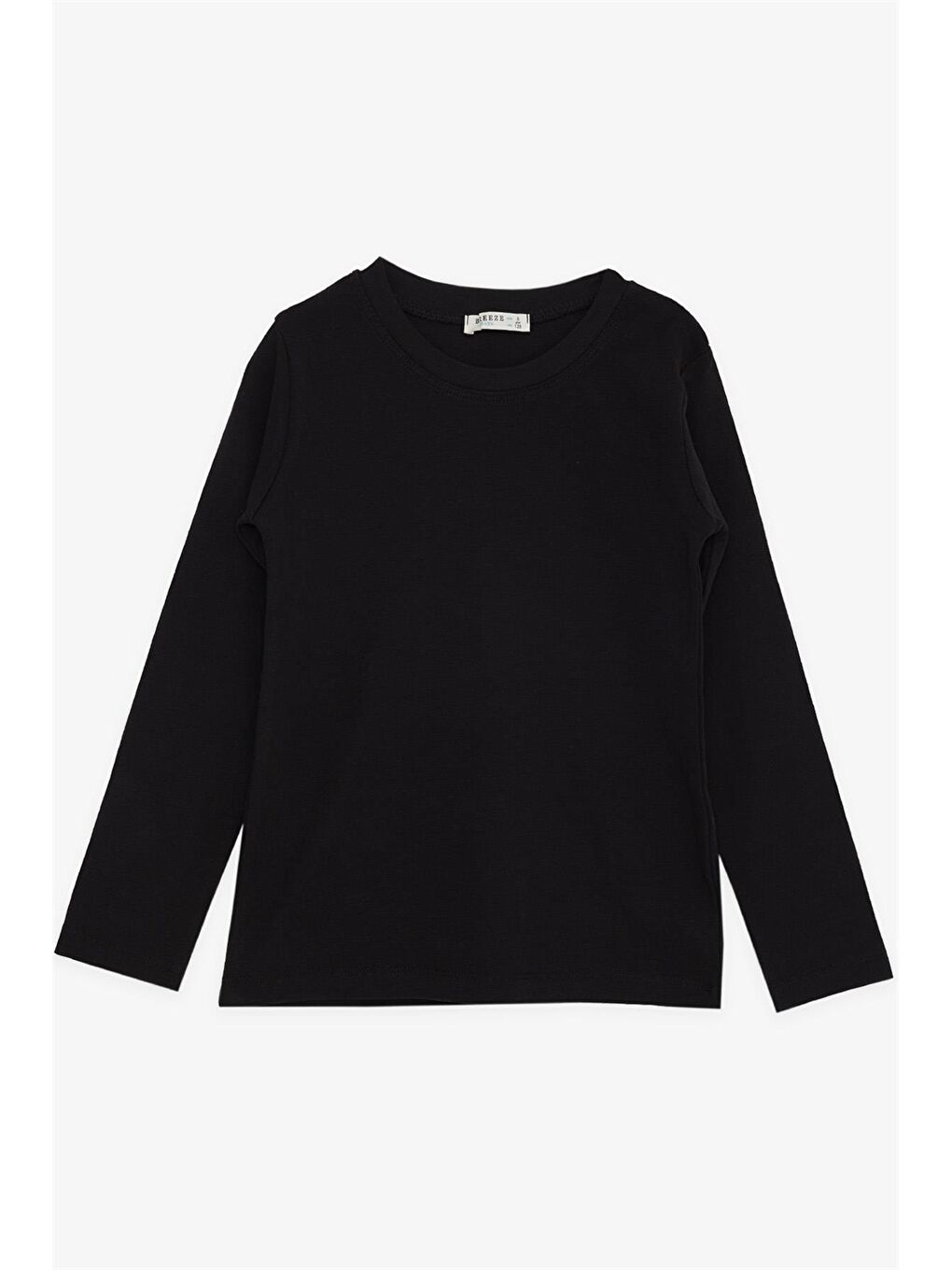 Siyah Bisiklet Yaka Uzun Kollu Erkek Çocuk Tişört