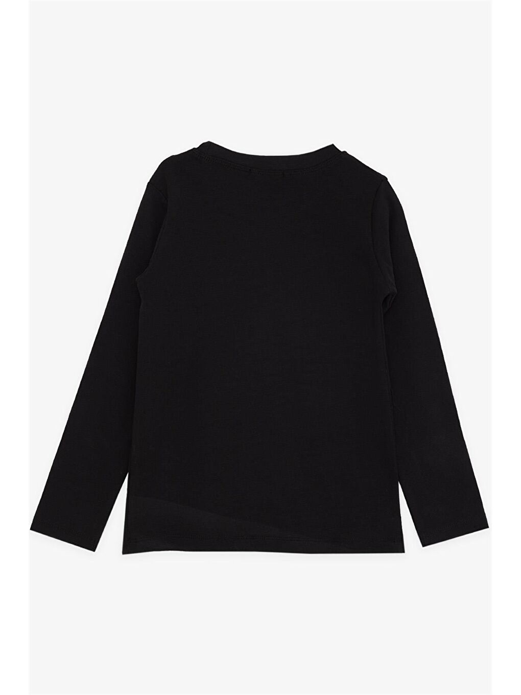 Siyah Bisiklet Yaka Uzun Kollu Erkek Çocuk Tişört-1