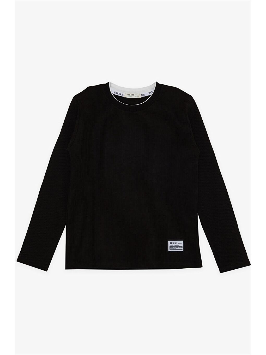 Siyah Bisiklet Yaka Uzun Kollu Erkek Çocuk Tişört